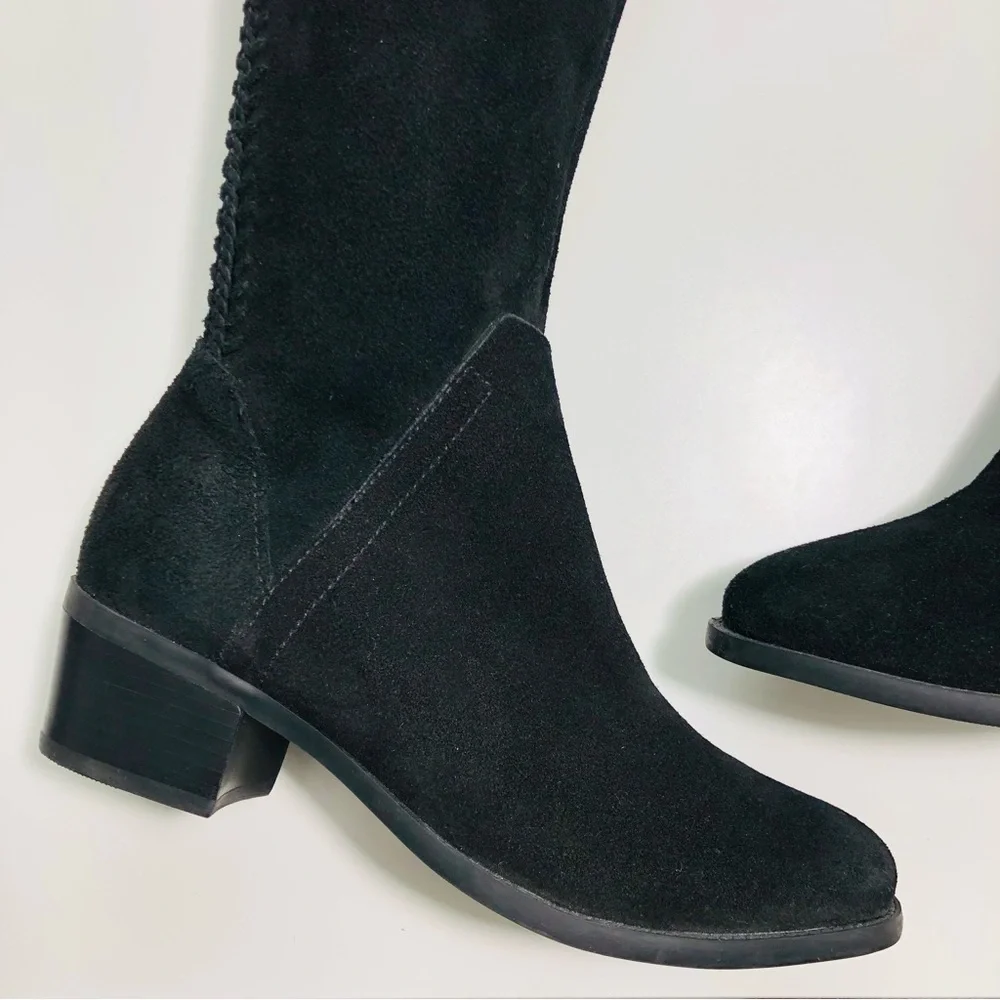 NEW Vince Camuto Bendra Suede Black Over the Knee Split Shaft Boot size 6